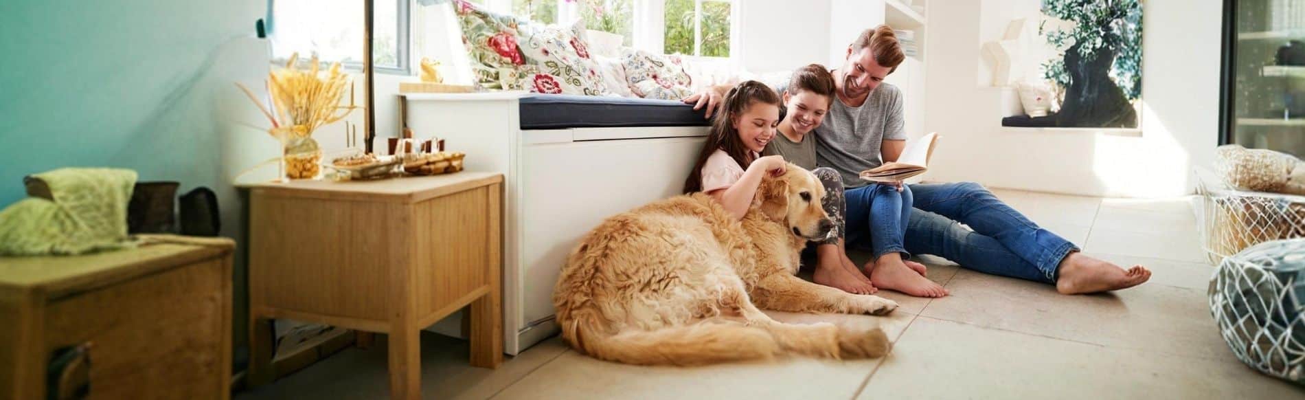 Family at home, illustrating Healthy Home asbestos testing services